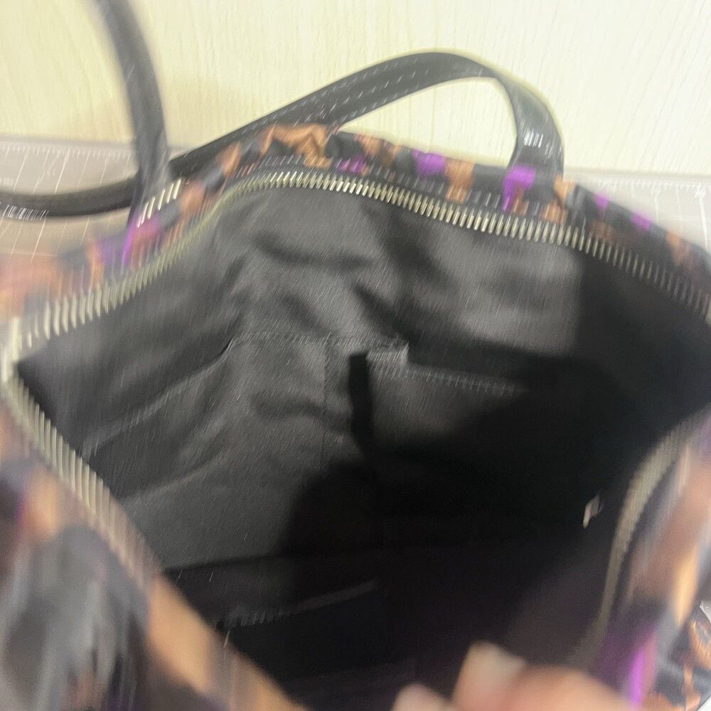 Coach Signature Ocelot Leopard Print Tote F25282 – Black/Purple/Brown Sateen - Picture 9 of 9